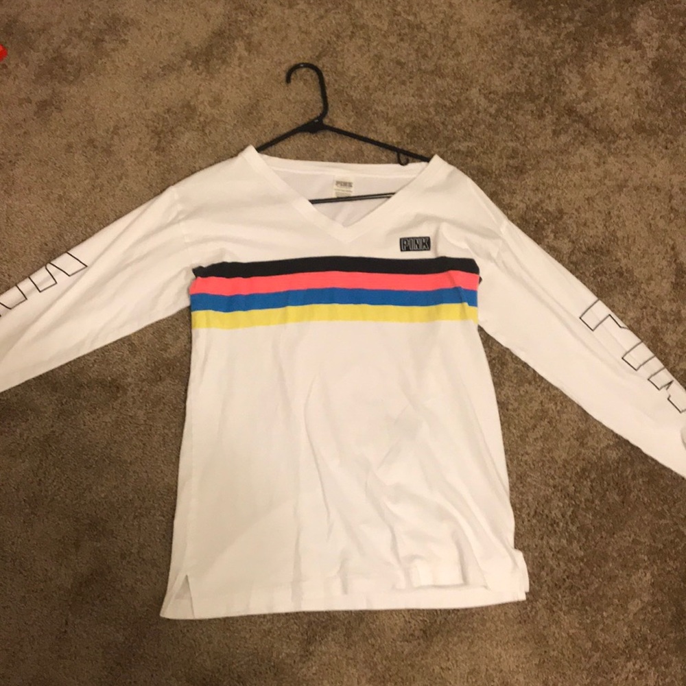 Pink white long sleeve size XS